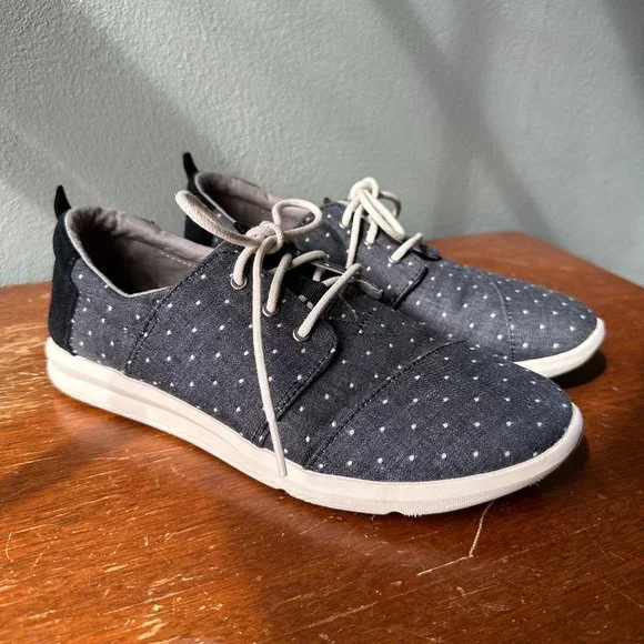 Toms Shoes Toms Del Ray Gray White Polka Dot Sneaker W 85 Like